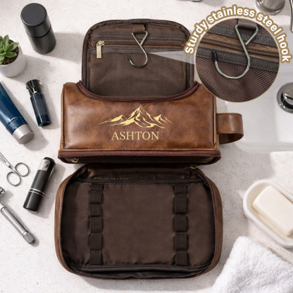 Baseball Personalized Dopp Kit, Groomsmen Gifts, Men's Leather Toiletry Bag, , Men's Leather Accessory, Anniversary Gift for Him