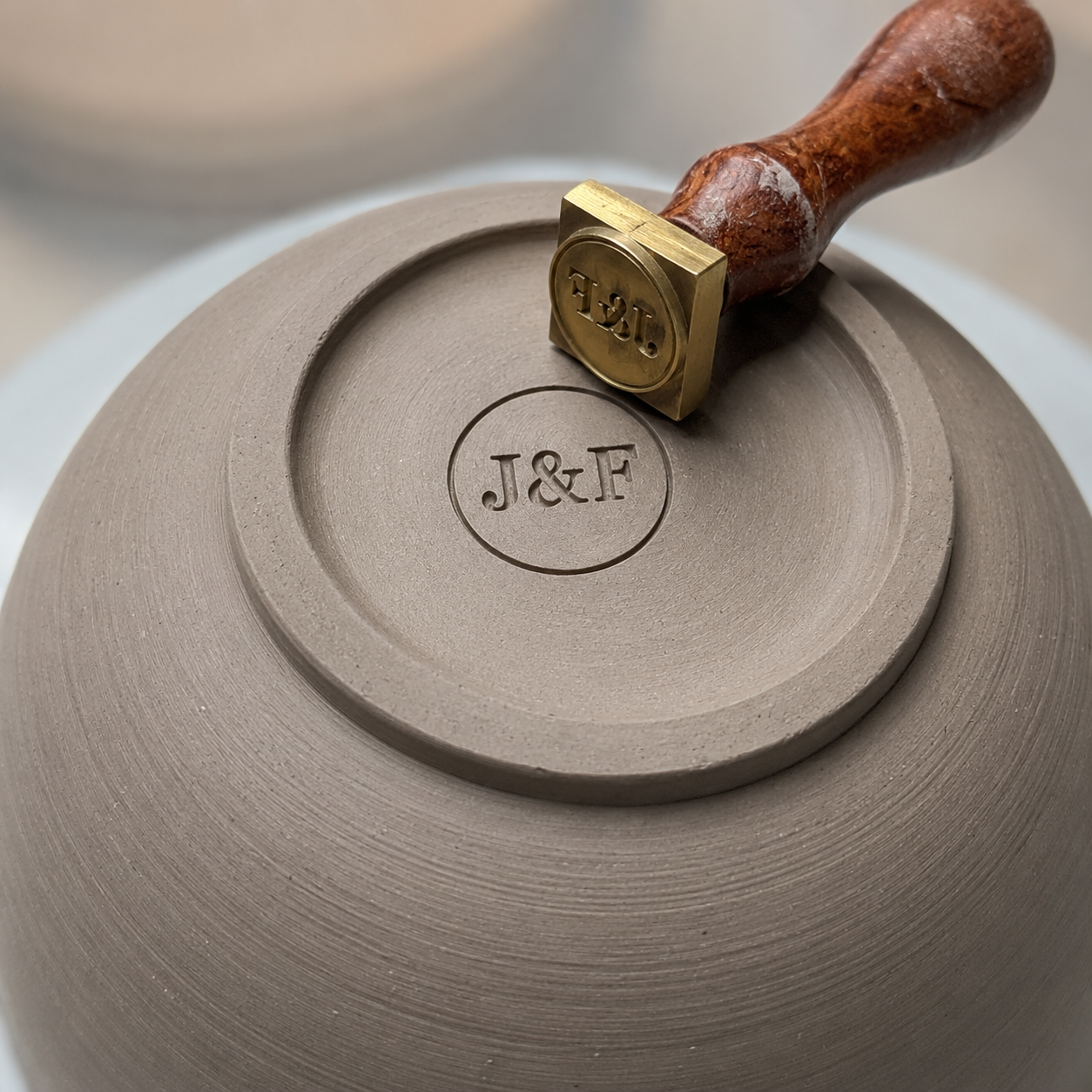 Custom Clay Stamp with Name or Logo, Brass Pottery Stamp Set for Handmade Soap, Polymer Clay, and Crafts