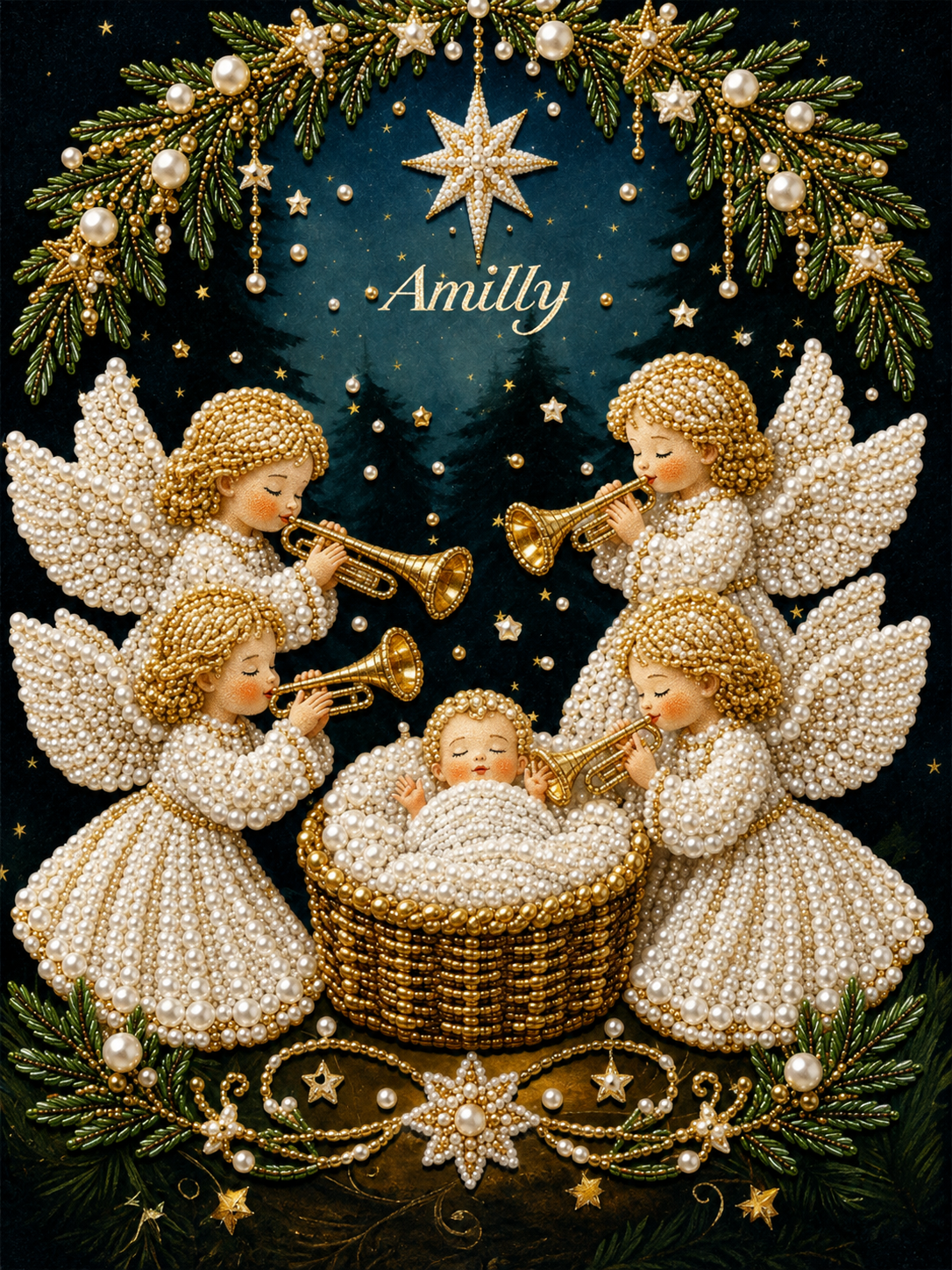 Personalized 3D Pearl Art DIY Kit – Custom Name Holiday Canvas Wall Decor