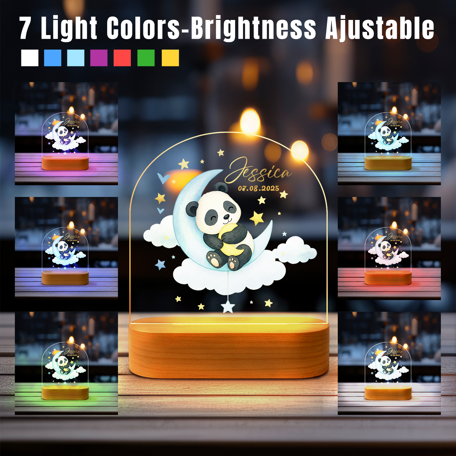 Custom Panda LED Night Light – Soft Blue Glow for Kids Room