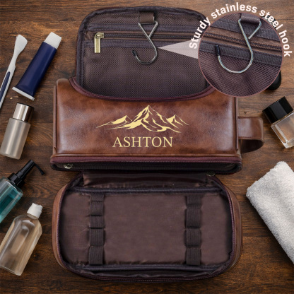 Personalized Men's Leather Toiletry Bag, Dopp Kit, Groomsmen Gifts, Anniversary Gift for Him, Travel Toiletry Bag, Men's Leather Accessory
