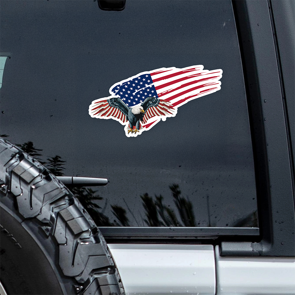 American Eagle Waving USA Flag Car Window Decal Sticker HA75 898390