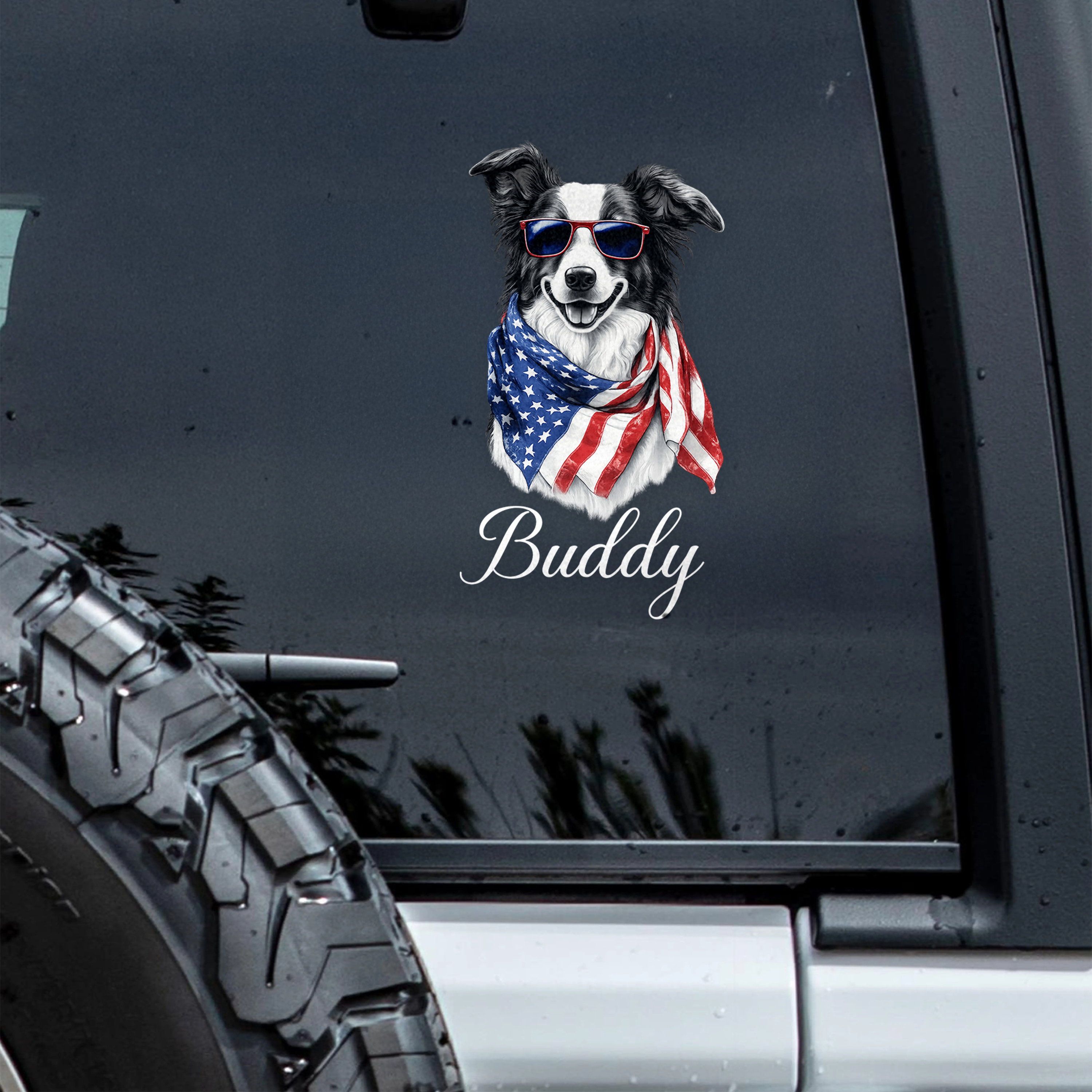 Personalized USA 250 Years Anniversary Patriotic Dog Portrait Car Window Decal LM32 897955