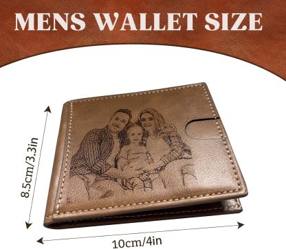 Custom Wallet for Men, Personalized Engraved Men's Wallet, Long Leather Men Wallet with Photo Name for Anniversary Birthday Wedding, Personalized Gifts for Him Dad Husband Groomsman Boyfriend