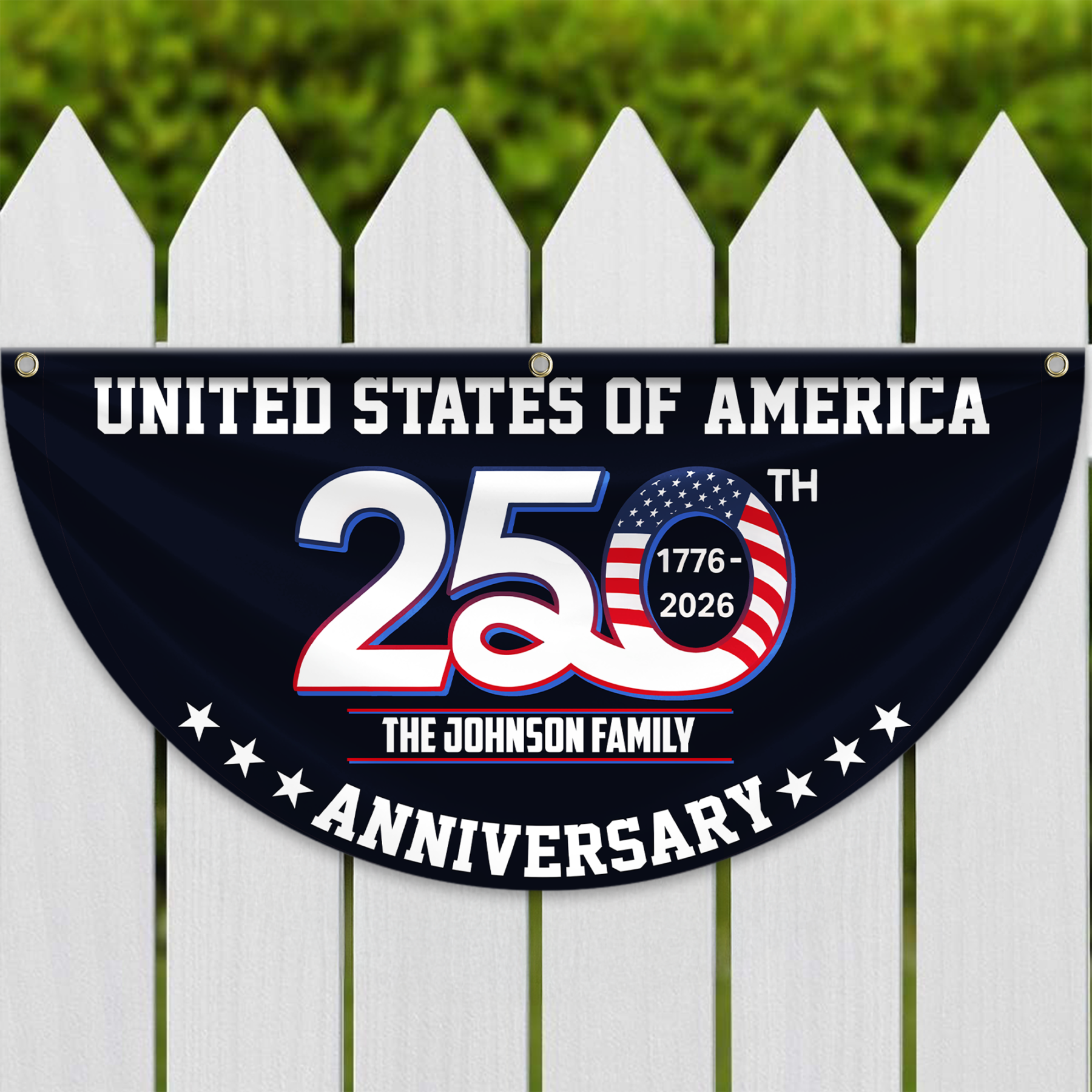 Personalized America 250th Anniversary Bunting Flag Patriotic 250th Anniversary 1776 2026 United States of America Non-Pleated Fan Flag