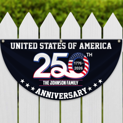 Personalized America 250th Anniversary Bunting Flag Patriotic 250th Anniversary 1776 2026 United States of America Non-Pleated Fan Flag