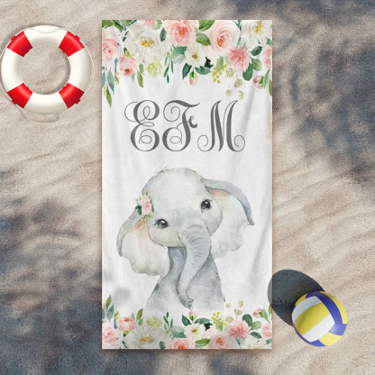 Elephant Beach Towel, Monogrammed Beach Towel