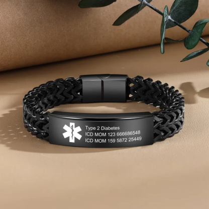 Personalized Medical Alert Bracelet for Men & Women, Custom 8.6" Engraving ID Bracelets Gifts for Grandparents Husband Dad, Customized Stainless Steel Emergency ID Wristband