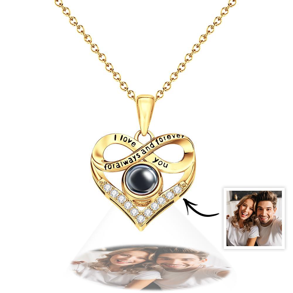Custom Infinite Photo Projection Necklace Memorial Gift for Mom Infinity Love Necklace Personalized Picture Inside Jewelry