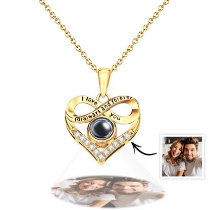 Custom Infinite Photo Projection Necklace Memorial Gift for Mom Infinity Love Necklace Personalized Picture Inside Jewelry