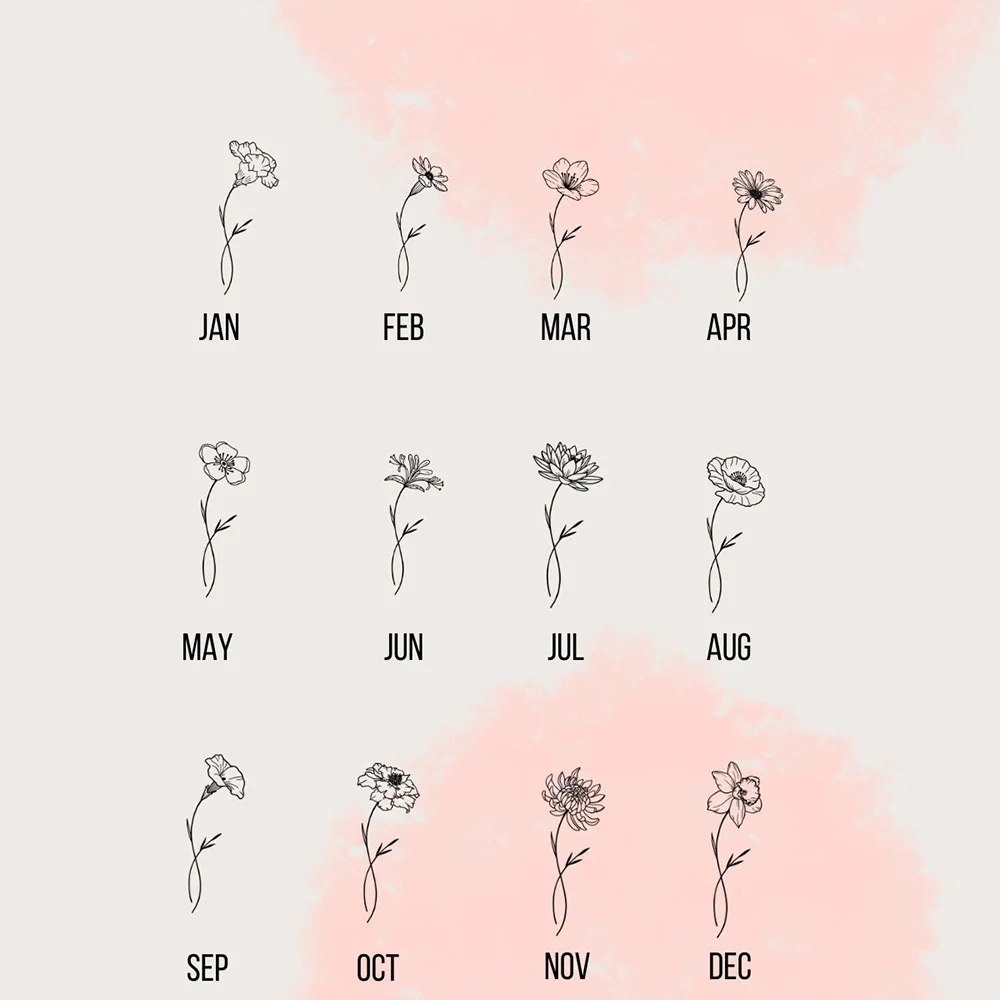 Personalized Tri-Fold Birth Flower Leather Wallet Card Holder Birthday Gift for Woman, Cash/Card Holder Daughter/Mom/Girlfriend Gift