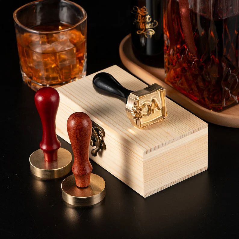 Personalized Ice Cube Stamp: Custom Logo Brass Stamp for Cocktails & Whisky Lover