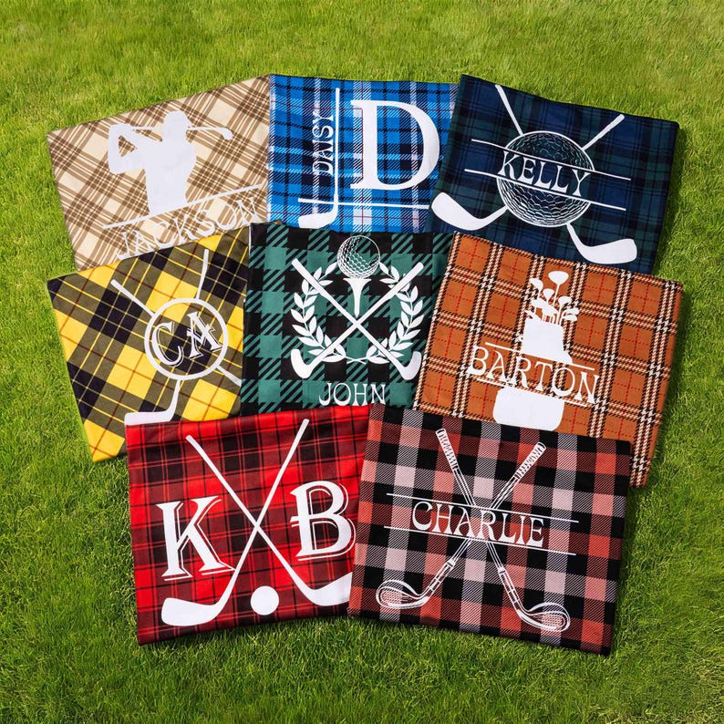 Personalized Golf Seat Cover | Custom Plaid Breathable Cart Cover | Golf Accessory Birthday Gift for Men, Grandpa,Players, Coaches
