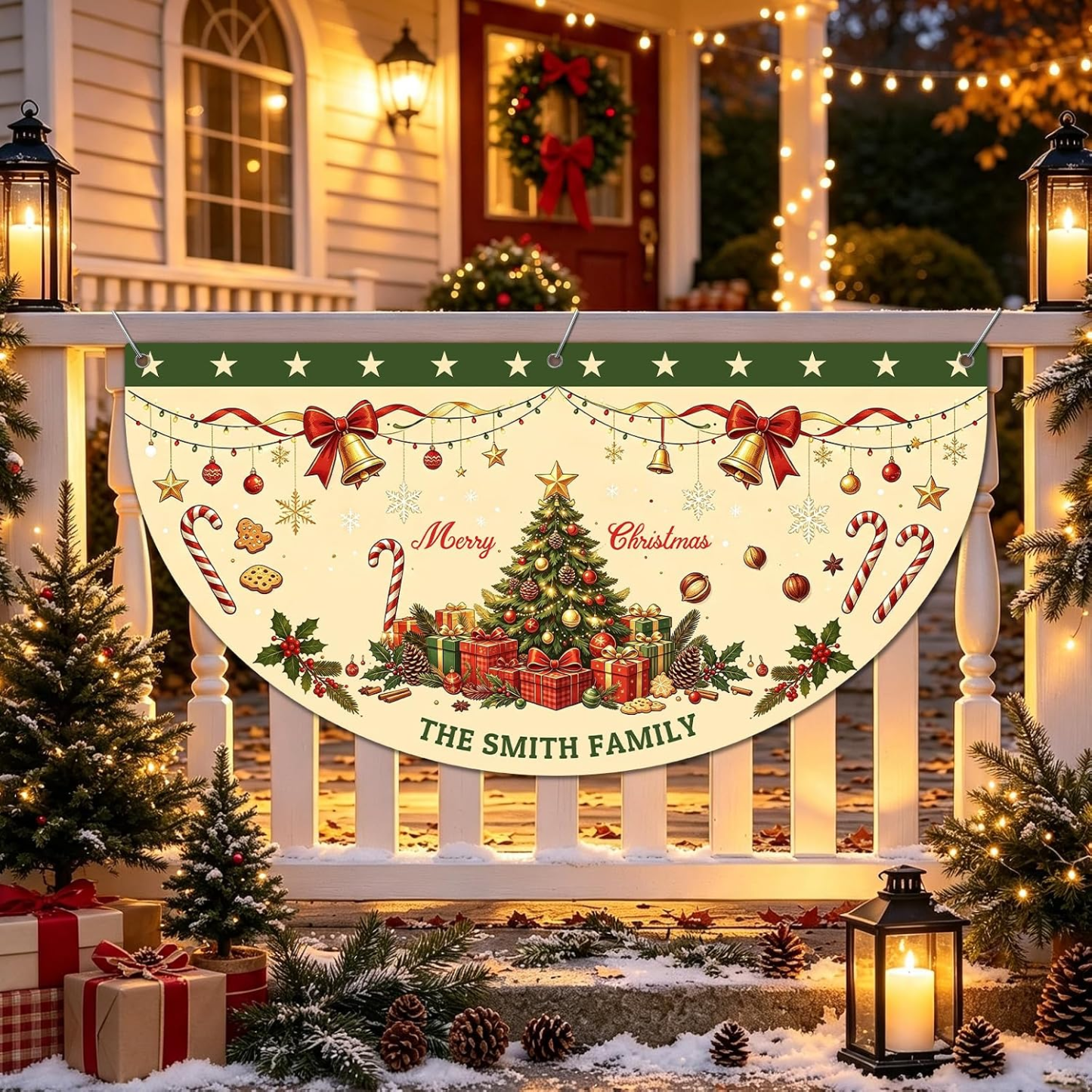 Custom Christmas Banner Personalized Christmas Bunting Party Backdrop for Indoor & Outdoor