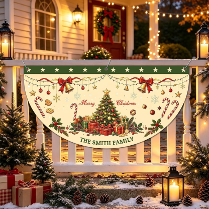 Custom Christmas Banner Personalized Christmas Bunting Party Backdrop for Indoor & Outdoor