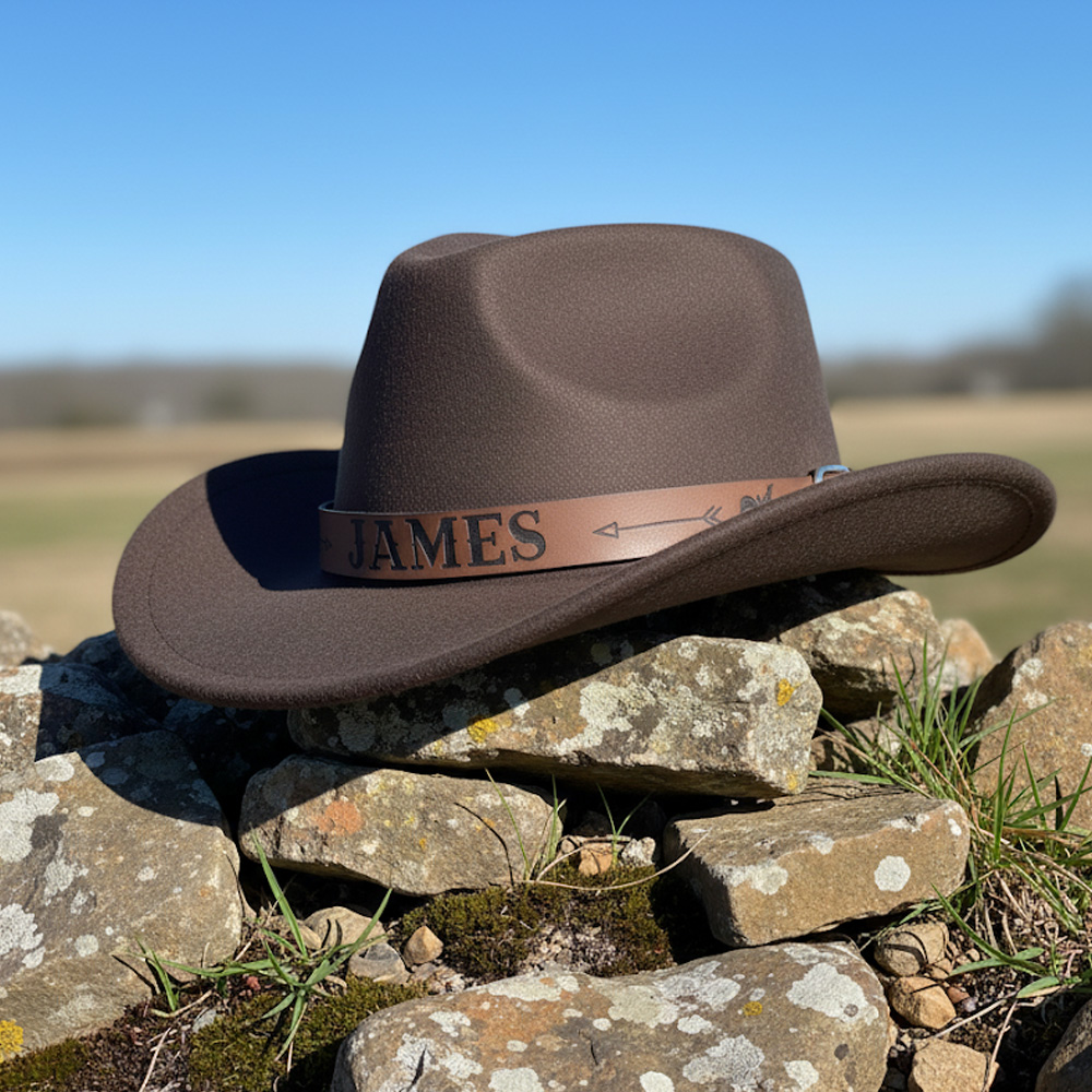 Personalized Cowboy Hat for Toddler Boys Girls, Western Hat for Kids Men Women, Custom Leather Patch Baby Cowgirl Hat