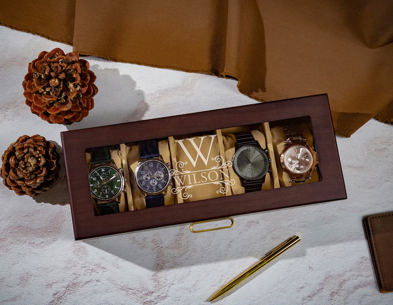 Watch Box Personalized Boyfriend Gift, Watch Case for Men, Gifts for Dad, Grandpa, Watch Storage Case, Christmas Gift for Husband
