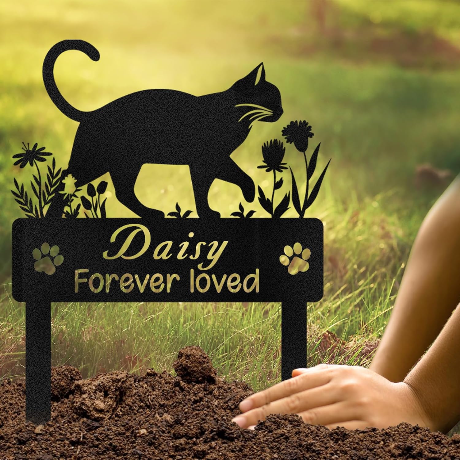 Personalized Pet Memorial Garden Stake, Custom Cat Headstone for Outdoor Decor | Memorial Plaque for Lost Pets-MetalsignX