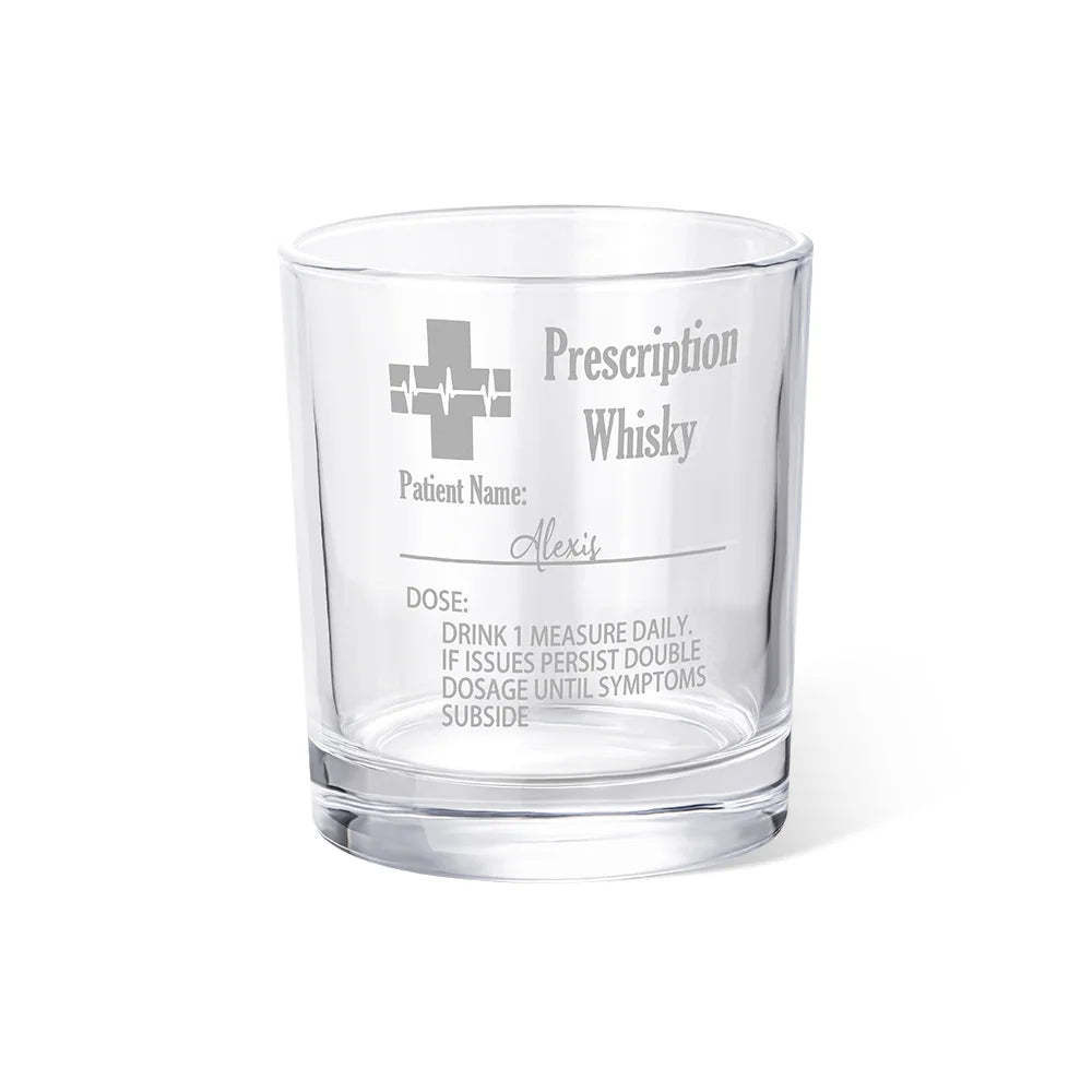 Personalized Funny Prescription Whisky Glasses and Slate Coaster with Laser Engraved Name Father's Day Gift