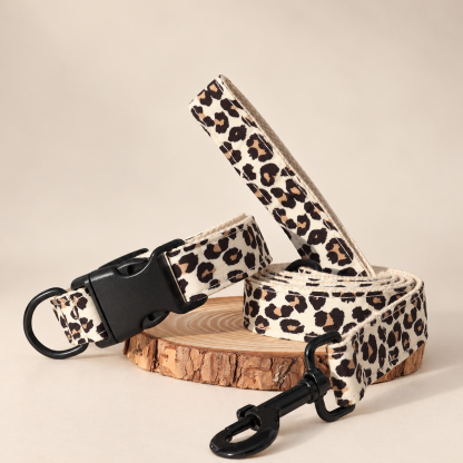 Personalized Leopard Print Dog Collar – Custom Engraving & Adjustable Fit