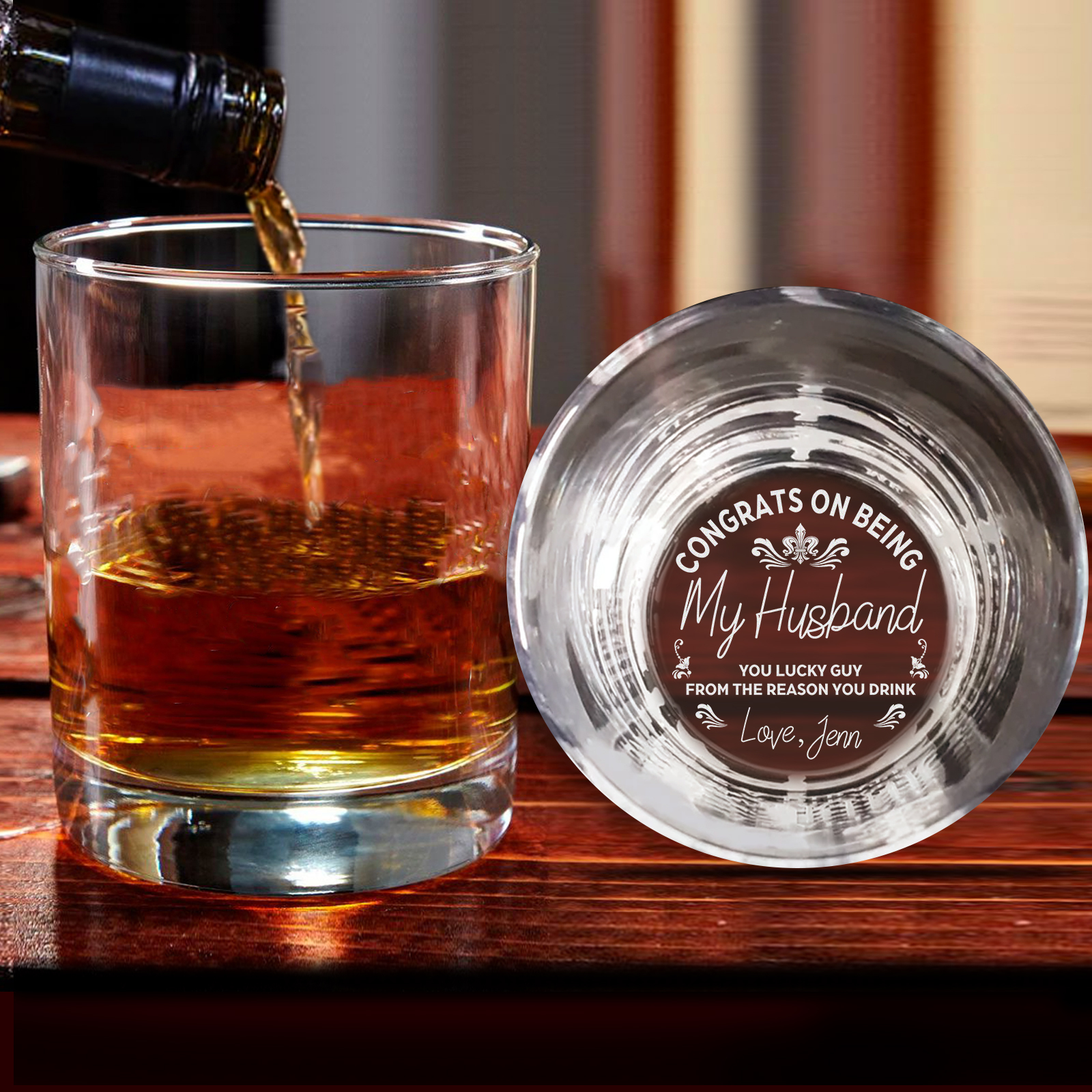 Congrats On Being My Husband Whiskey Glass - Personalized Engraved Prescription Whiskey Glass Gift - Thanks for All the Orgasams Whiskey Glass - Cocktail Glass Luxury Gift for Men Groomsman Dad