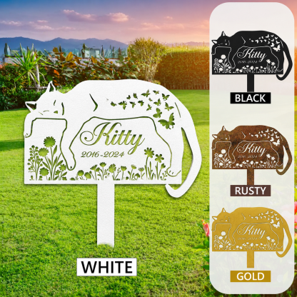 Personalized Cat Grave Marker – Custom Outdoor Pet Memorial Stone with Name and Years, Cat Headstones for Backyard or Pet Cemetery, Pets Grave Markers