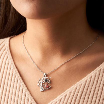 Birthstone Necklace Personalized Photo Projection Necklace I Love You Gifts for Women Wife Mom Anniversary