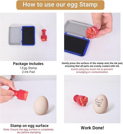 Custom Egg Stamp with Ink Pad ,Personalized for Chicken or Duck Eggs