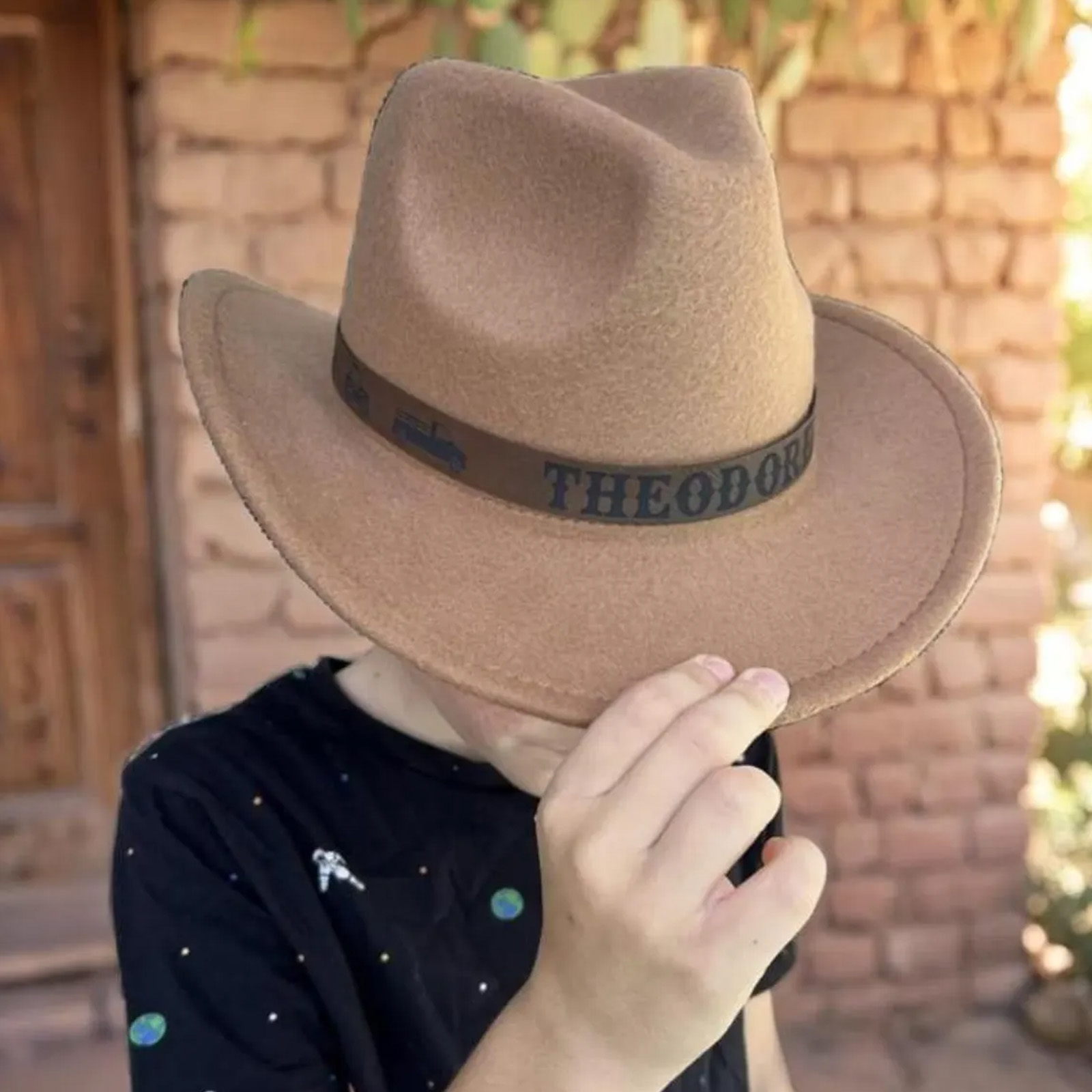 Personalized Cowboy Hat for Toddler Boys Girls, Western Hat for Kids Men Women, Custom Leather Patch Baby Cowgirl Hat