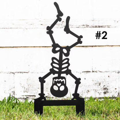 Outdoor Skeleton Halloween Decor, Halloween Outdoor Sign, Halloween Garden Signs, Metal Halloween Yard Stakes, Halloween Sign Skeleton Decor LakeshoreMetalDecor