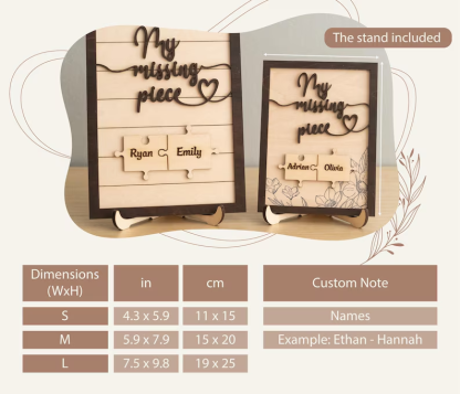 Puzzle Pieces Couple Plaque, Valentine Sign, Anniversary Gift, Name Sign For Couple, Gift For Her, Puzzle Couple Name, Wood Name Sign