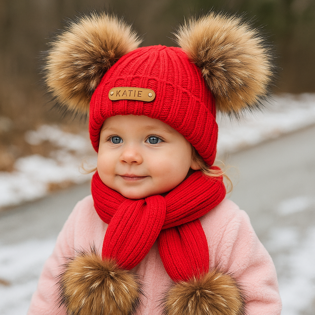 Personalized Name Kid Pom Pom Hat Personalized Baby Beanie,Newborn Baby Beanie Hat Toddler Hat Kids Engraved Name Winter Hat Baby First Christmas Gift