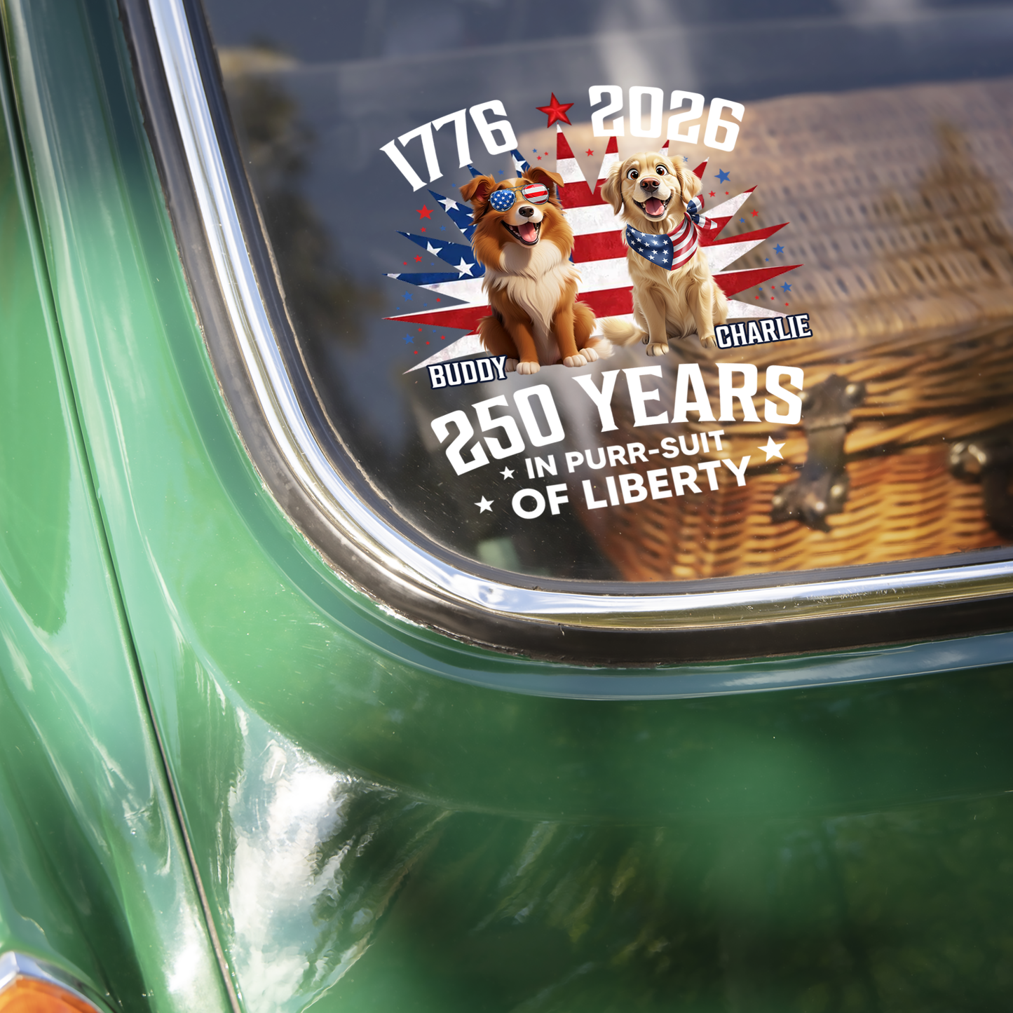 Personalized 250 Years In Purr-suit Of Liberty Vintage Dog Car Sticker HO82 901234