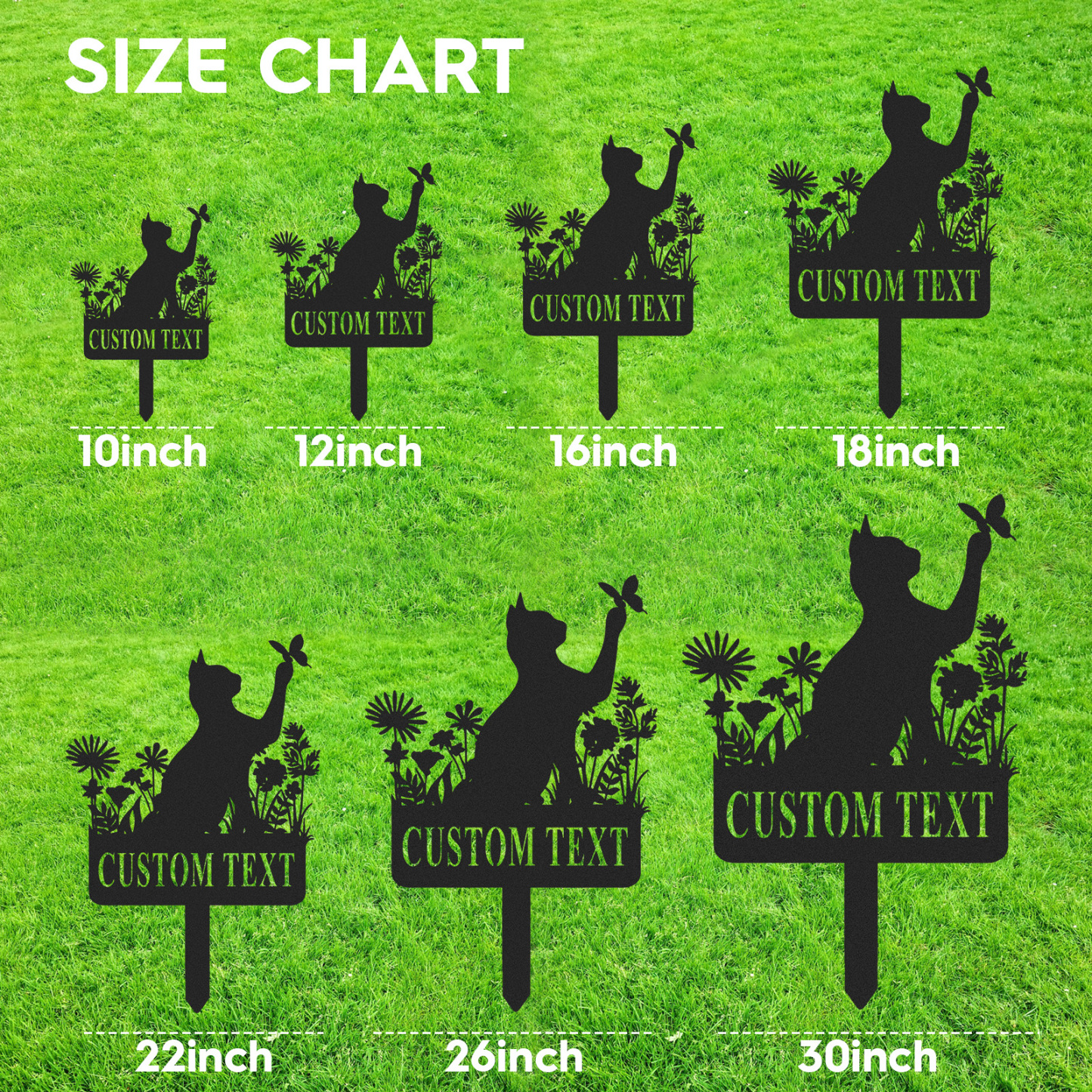 Cat Floral Garden Stake,Custom Cat Sign with Stake,Personalized Name Metal Sign,Cat Yard Decor,Lawn Sign,Cat Memorial Gift,Cat Loss Gifts