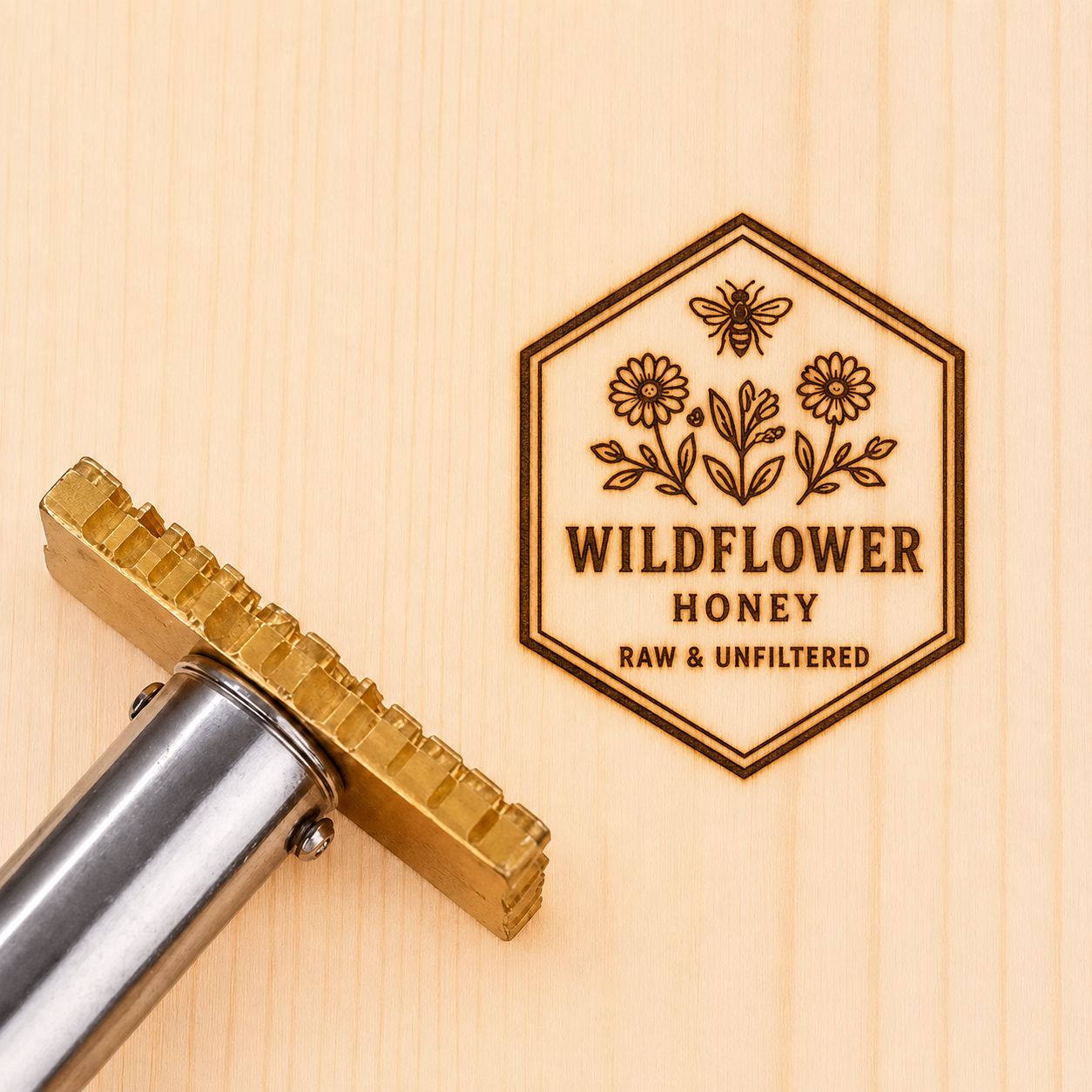 Custom Honey Bee Branding Iron for Wood & Leather – Personalized Beekeeper Logo Stamp for Apiary Gifts