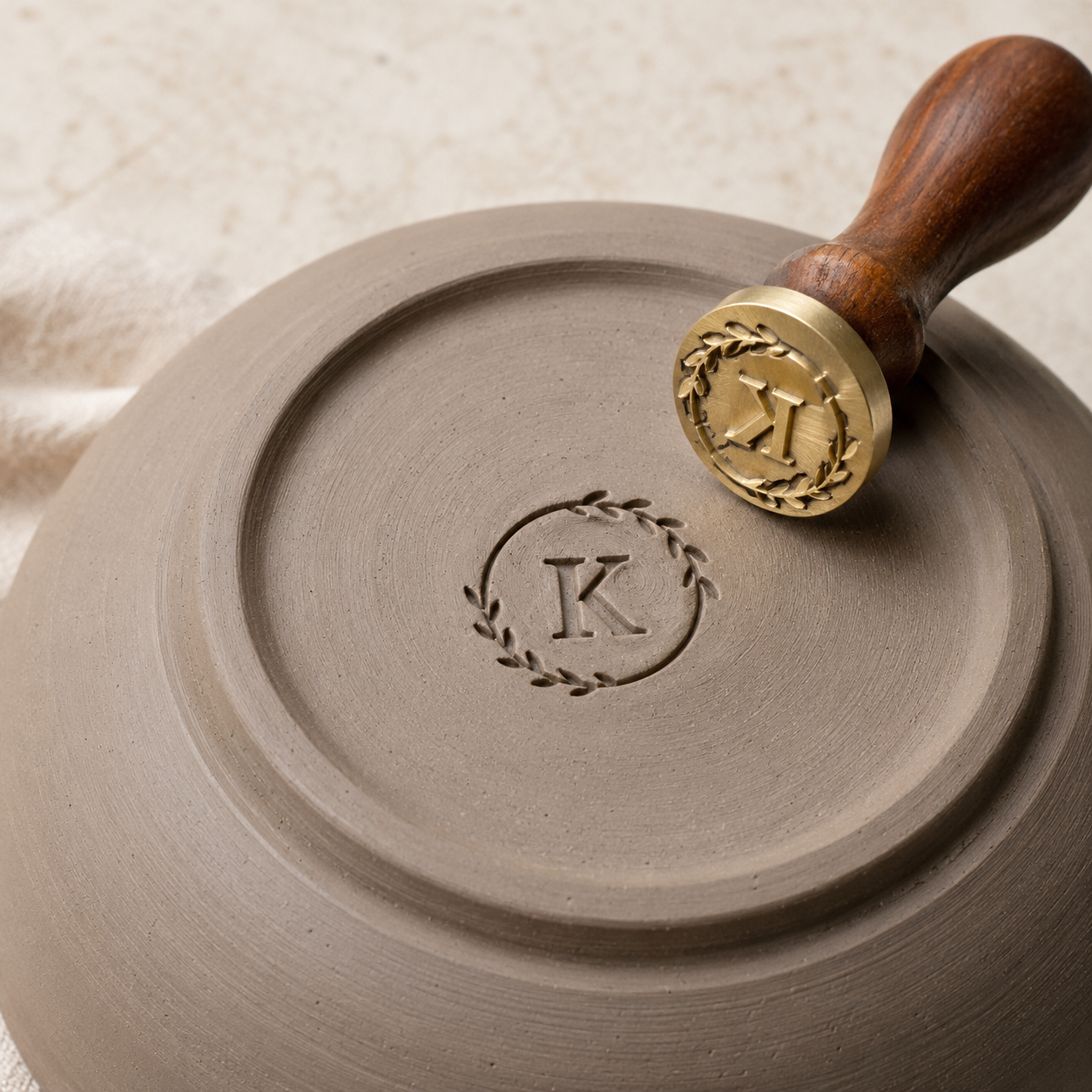 Brass Personalized Pottery Stamp for Clay, Custom Engraved Stamp for Handmade Soap, Gift for Potters