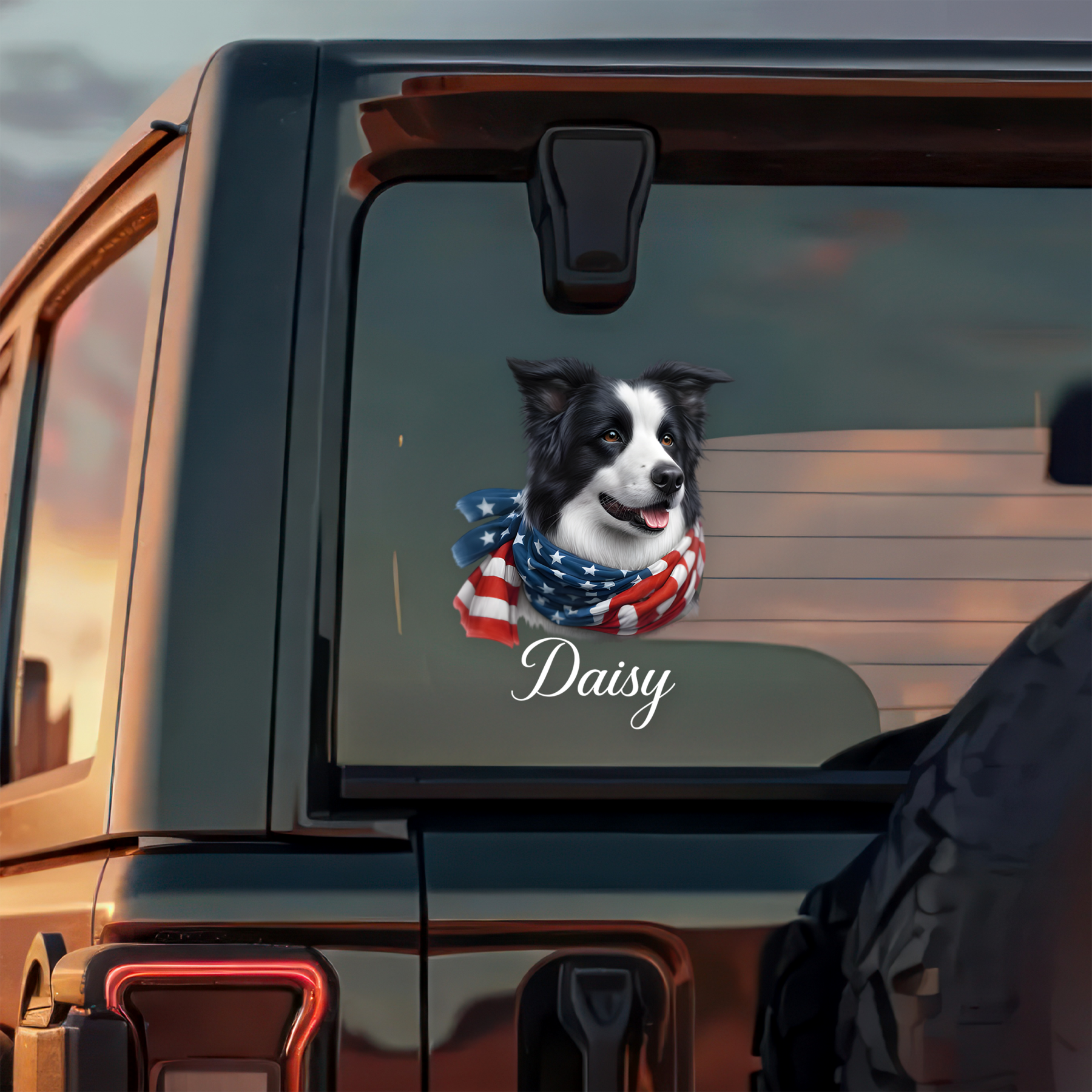Personalized USA 250 Years Anniversary Patriotic Dog Portrait Car Window Decal LM32 897955