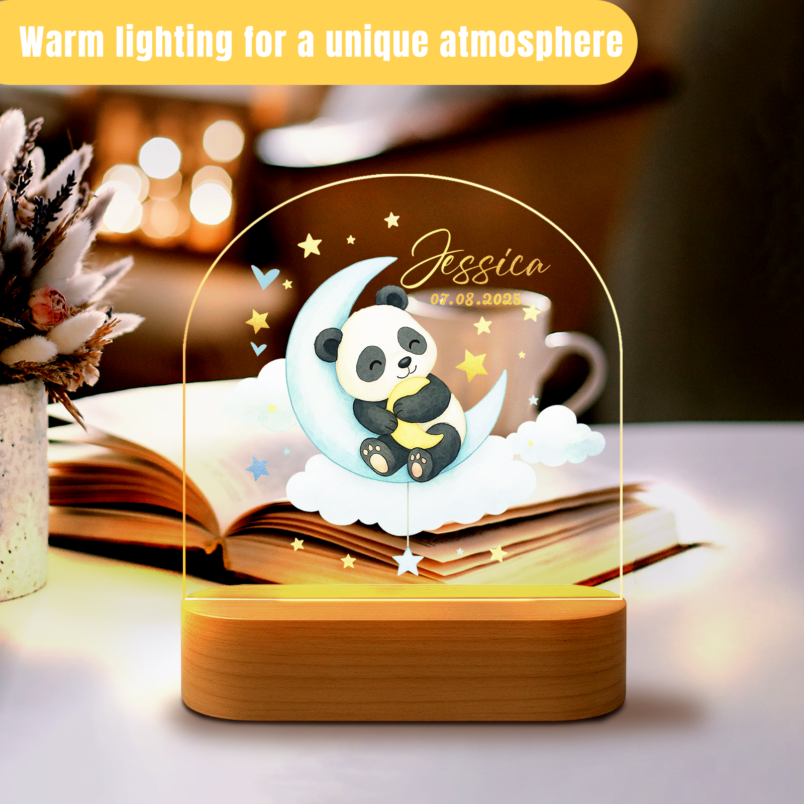 Custom Panda LED Night Light – Soft Blue Glow for Kids Room