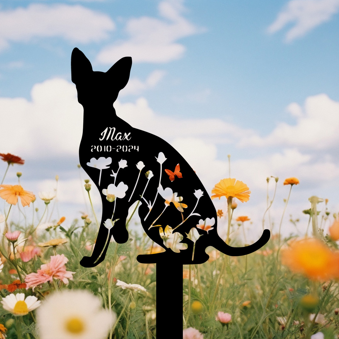 Custom Cat Memorial Stake, Cat Grave Marker, Cat Breed Metal Sign, Pet