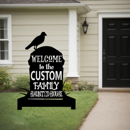 Gravestone Custom Family Name Metal Sign, Halloween, Halloween Sign, Custom Gravestone, Haunted House, Yard Decor, Custom Halloween, Spooky