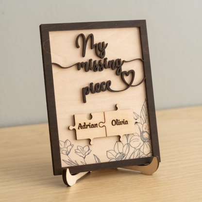Puzzle Pieces Couple Plaque, Valentine Sign, Anniversary Gift, Name Sign For Couple, Gift For Her, Puzzle Couple Name, Wood Name Sign