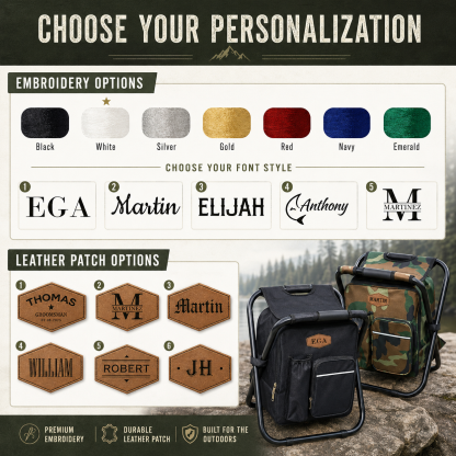 Personalized Cooler Chair, Embroidery Backpack or Matching Cap, Custom Outdoor Lovers Gifts, Fishing Gifts for Men