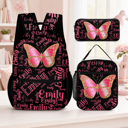 Customized Flashing Butterfly Backpack - Personalized Name And Color - Gift For Butterfly Lovers