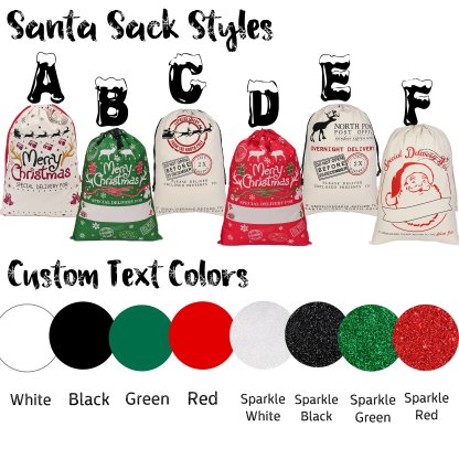 Personalized Christmas Santa Sack, Custom Canvas Gift Bag, Large Santa Present Sack for Kids, Reusable Holiday Gift Bag