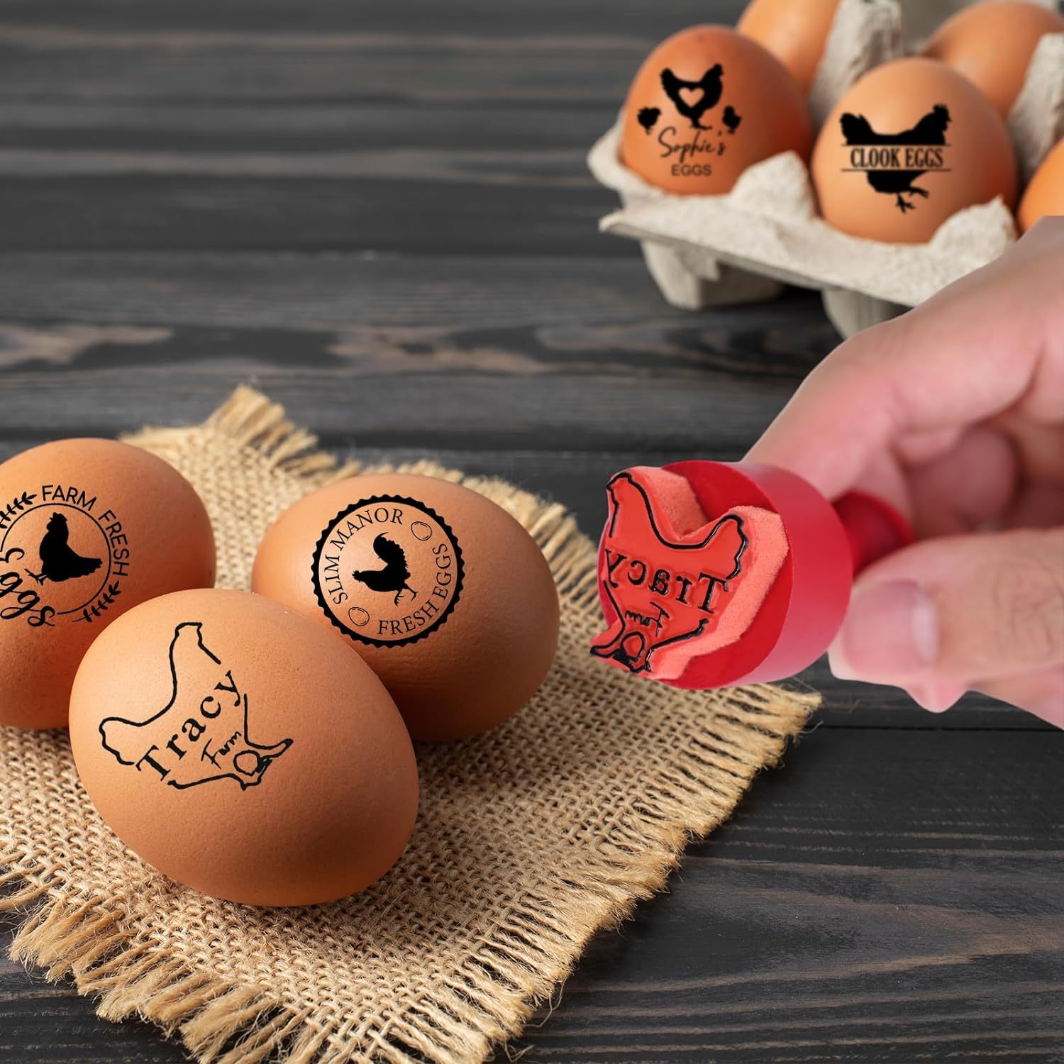 Custom Egg Stamp with Ink Pad ,Personalized for Chicken or Duck Eggs