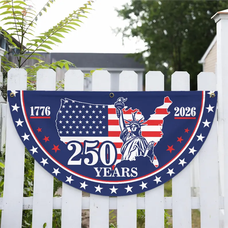 250th Anniversary Fan Flag, 1776-2026 Patriotic Bunting, 4th of July Front Porch Decor