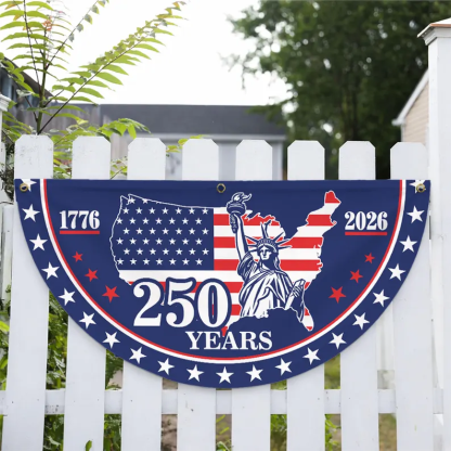 250th Anniversary Fan Flag, 1776-2026 Patriotic Bunting, 4th of July Front Porch Decor