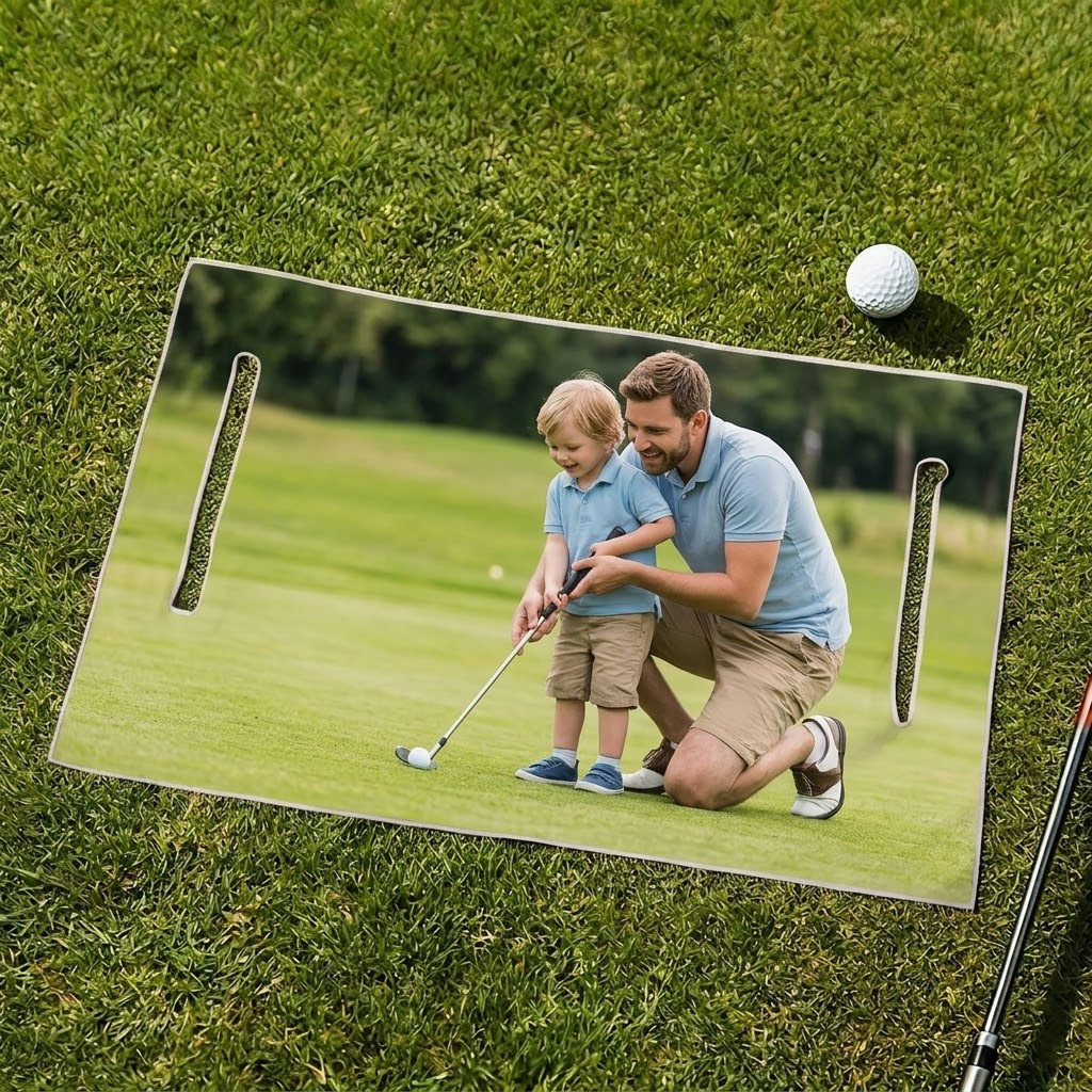 Personalized Photo Golf Seat Cover | Custom Plaid Breathable Cart Cover | Golf Accessory Birthday Gift for Men, Grandpa,Players, Coaches