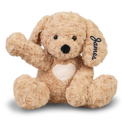 Custom Golden Retriever Stuffed Animal, 12.2" Puppy Plush Personalized Embroidered Name Stuffed Dog Plushie