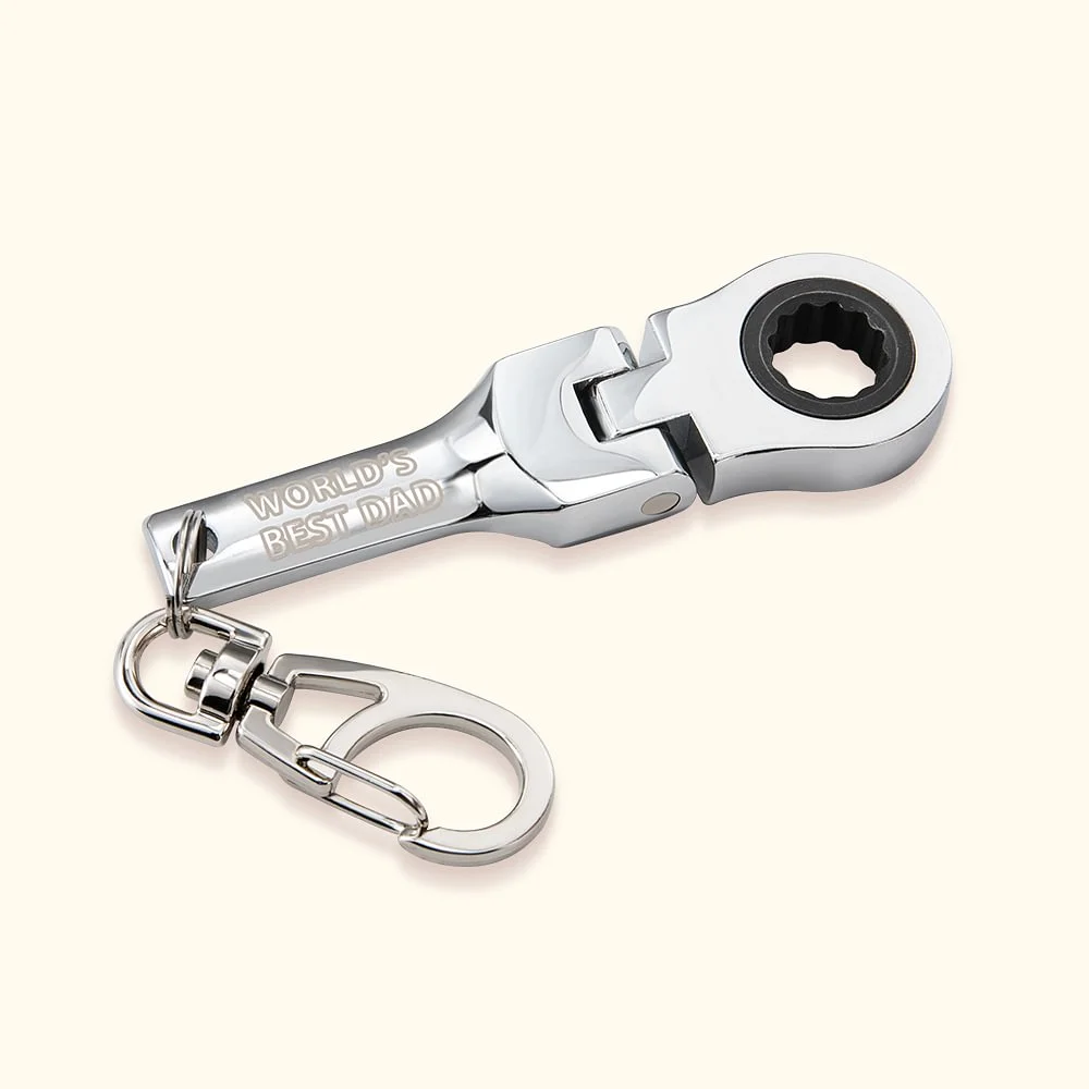 Personalized 10mm Ratchet Wrench Keychain Portable Key Ring with Engraving Flex Head Mini Hardware Tool Mechanic DIY Workshop Accessory